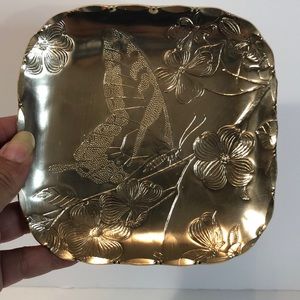 Arthur Armour Dog Wood Butterfly Trinket Dish